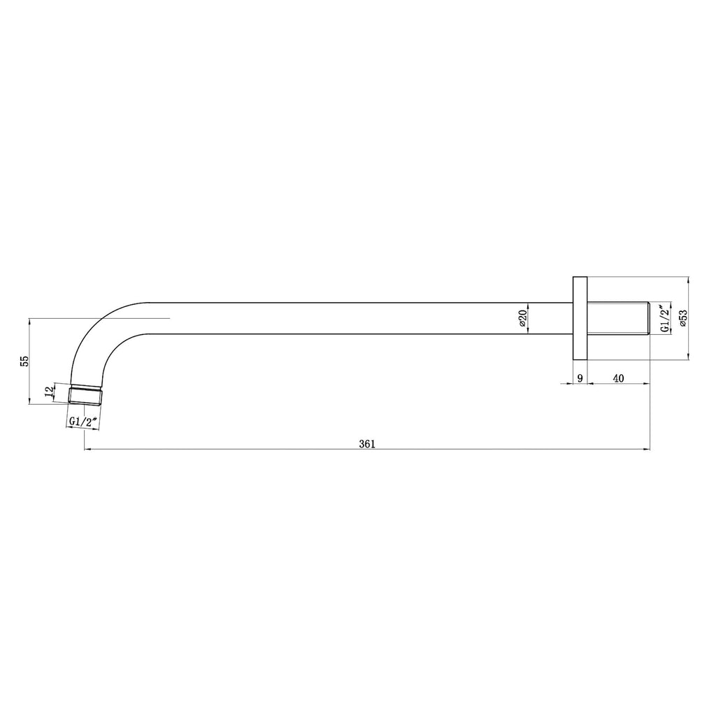 Round wall mounted shower arm 320mm - antique brass