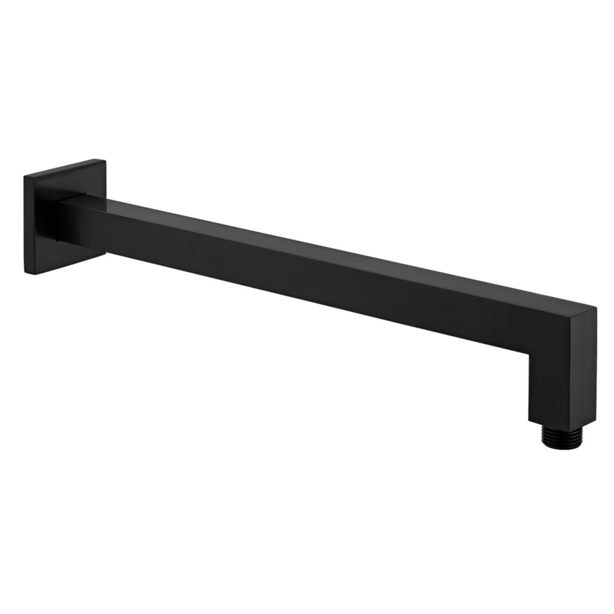 Square wall mounted 90 degree bend shower arm 370mm - matt black