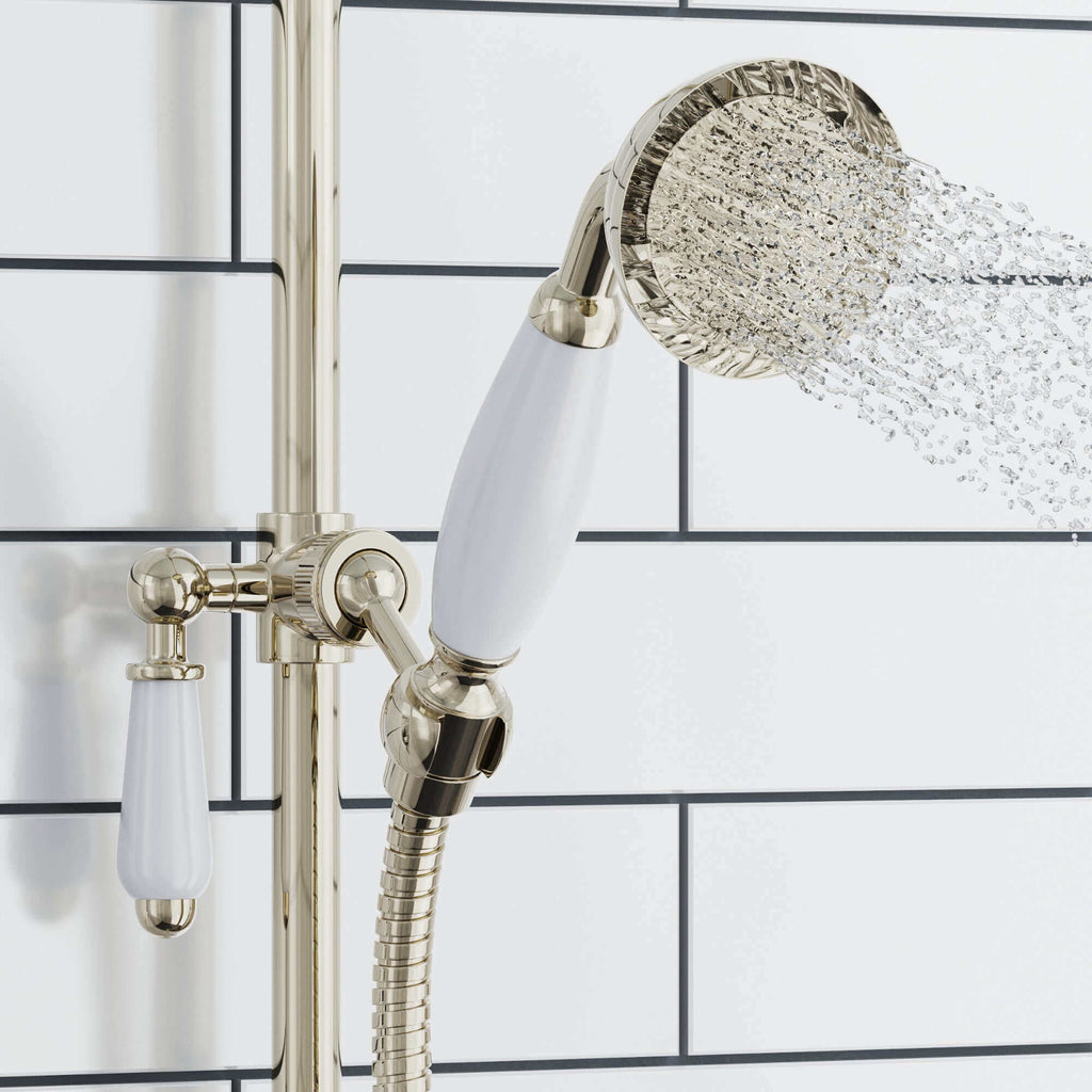 Traditional lever shower head bracket for 18mm diameter rigid riser or slider rail solid brass - gold