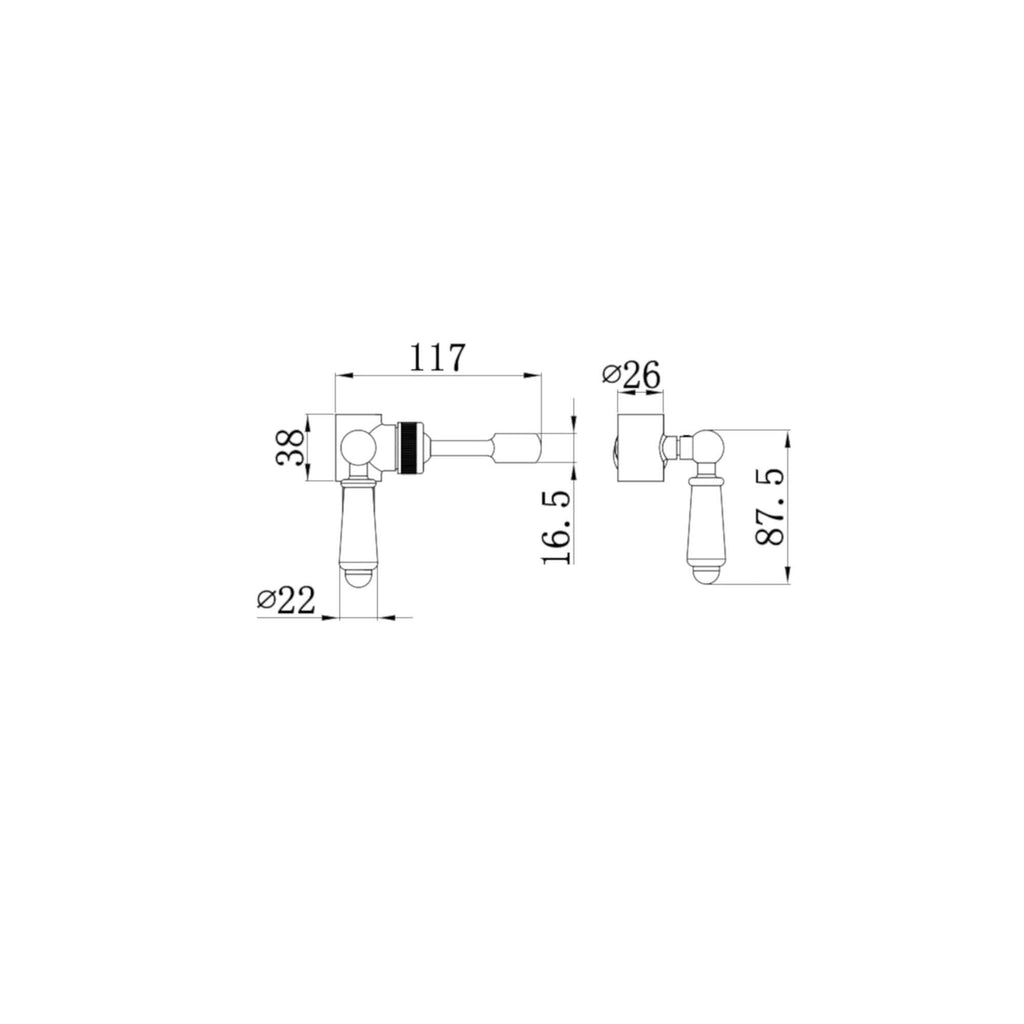 Traditional lever shower head bracket for 18mm diameter rigid riser or slider rail solid brass - gold