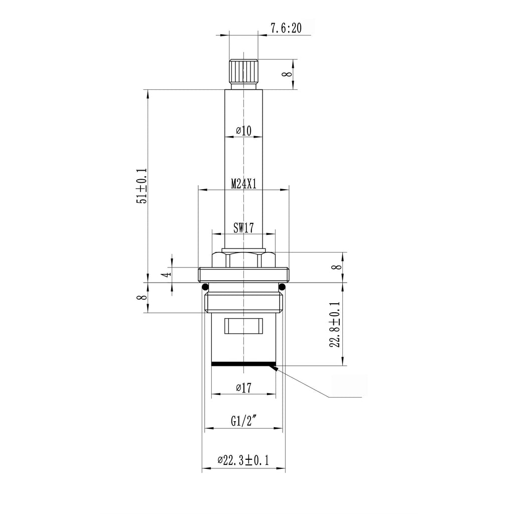 Brass 1/2" single valve - wall mounted basin mixer tap Camberley, Zara - HOT