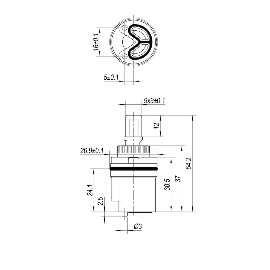 Ceramic disc cartridge valve - basin mixer Athena