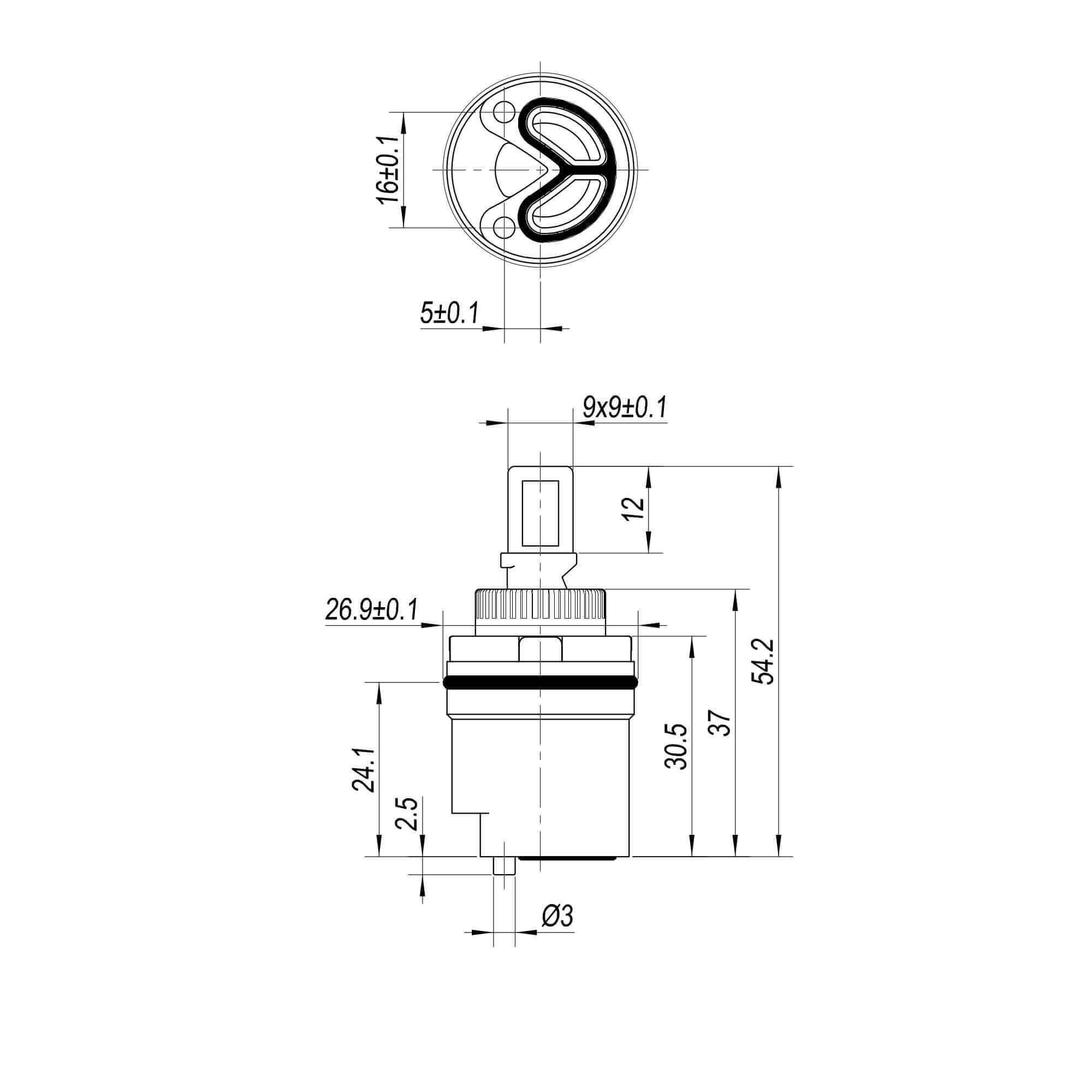 Ceramic disc cartridge valve - basin mixer Athena