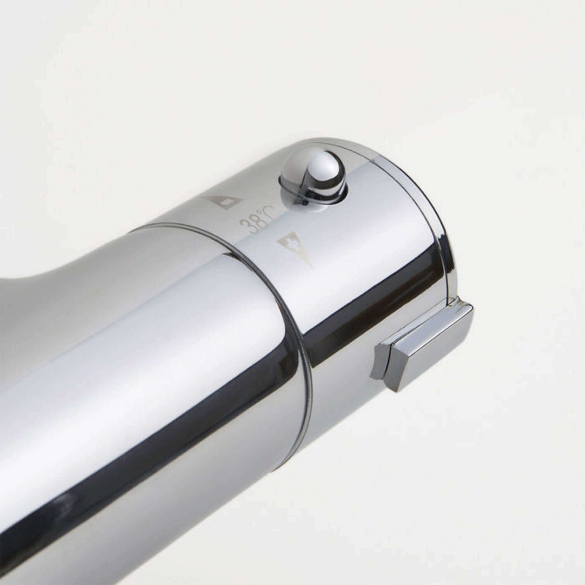 Dune modern thermostatic bath shower mixer tap deck mount with slider rail kit - chrome