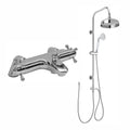 Gallant thermostatic bath shower bar mixer valve deck mounted with dual rigid riser kit, overhead rain shower and handheld - chrome