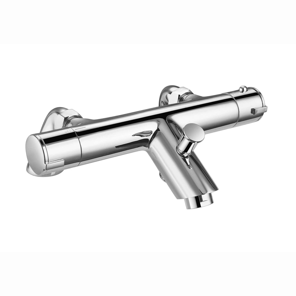 Dune thermostatic bar bath shower mixer valve with dual rigid riser kit, 200mm square overhead rain shower and handheld - chrome