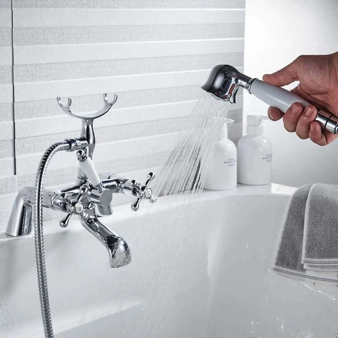 Beaumont Chrome Traditional Bath Shower Mixer Tap Crosshead