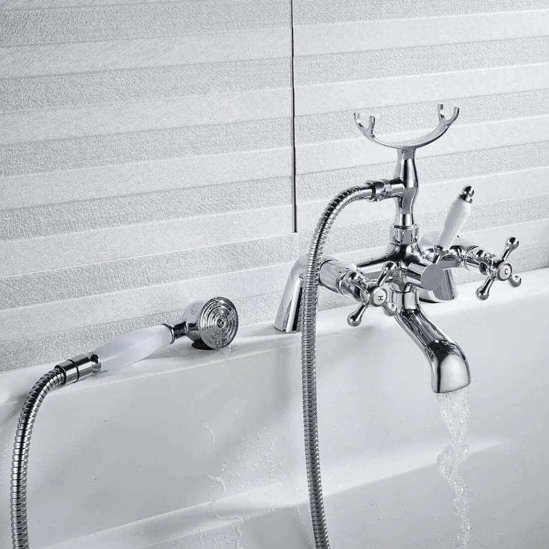 Beaumont Chrome Traditional Bath Shower Mixer Tap Crosshead
