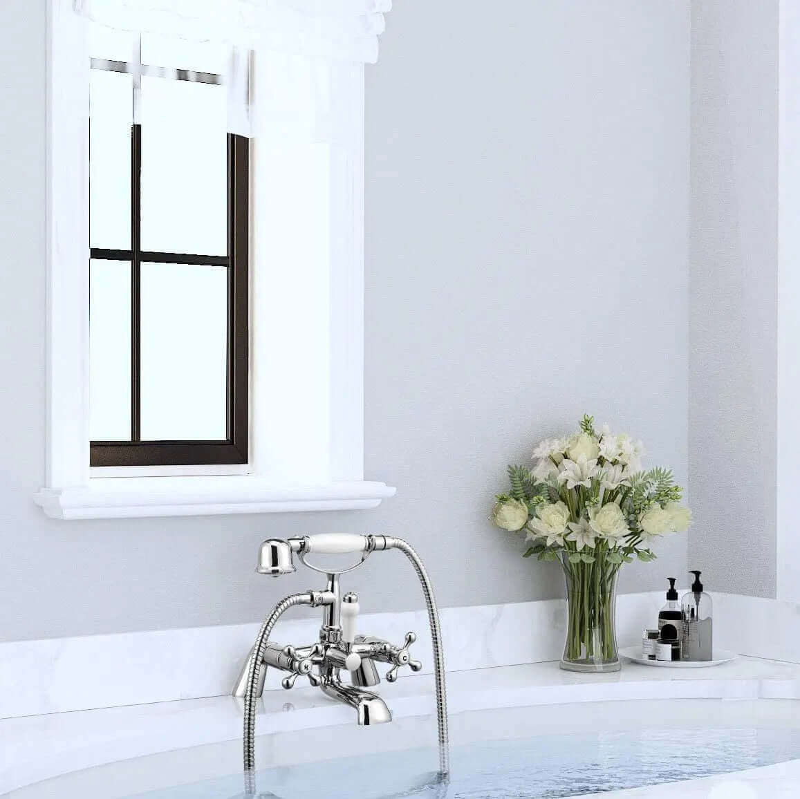 Beaumont Chrome Traditional Bath Shower Mixer Tap Crosshead