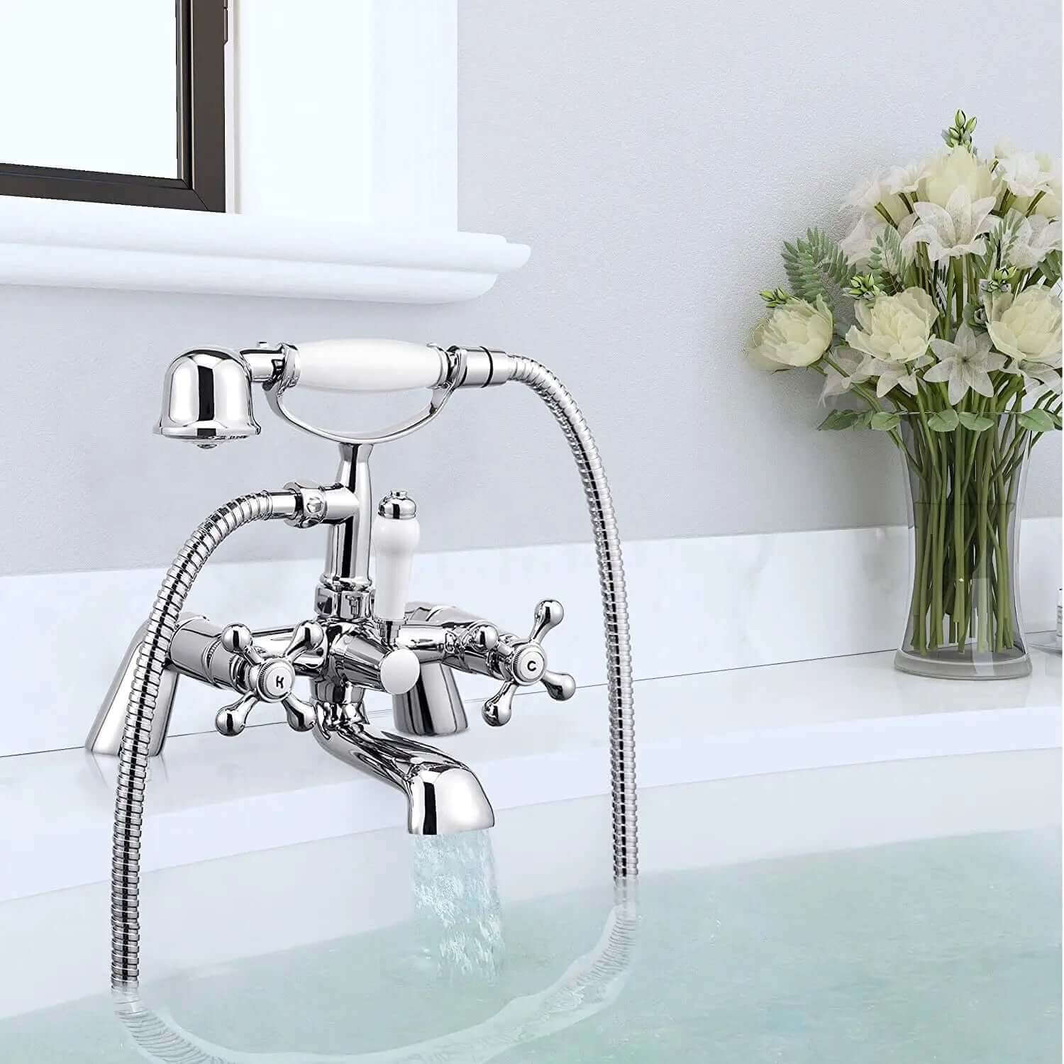 Beaumont Chrome Traditional Bath Shower Mixer Tap Crosshead