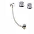 Round overflow bath filler with 3/4" deck bath side valves (pair) - chrome