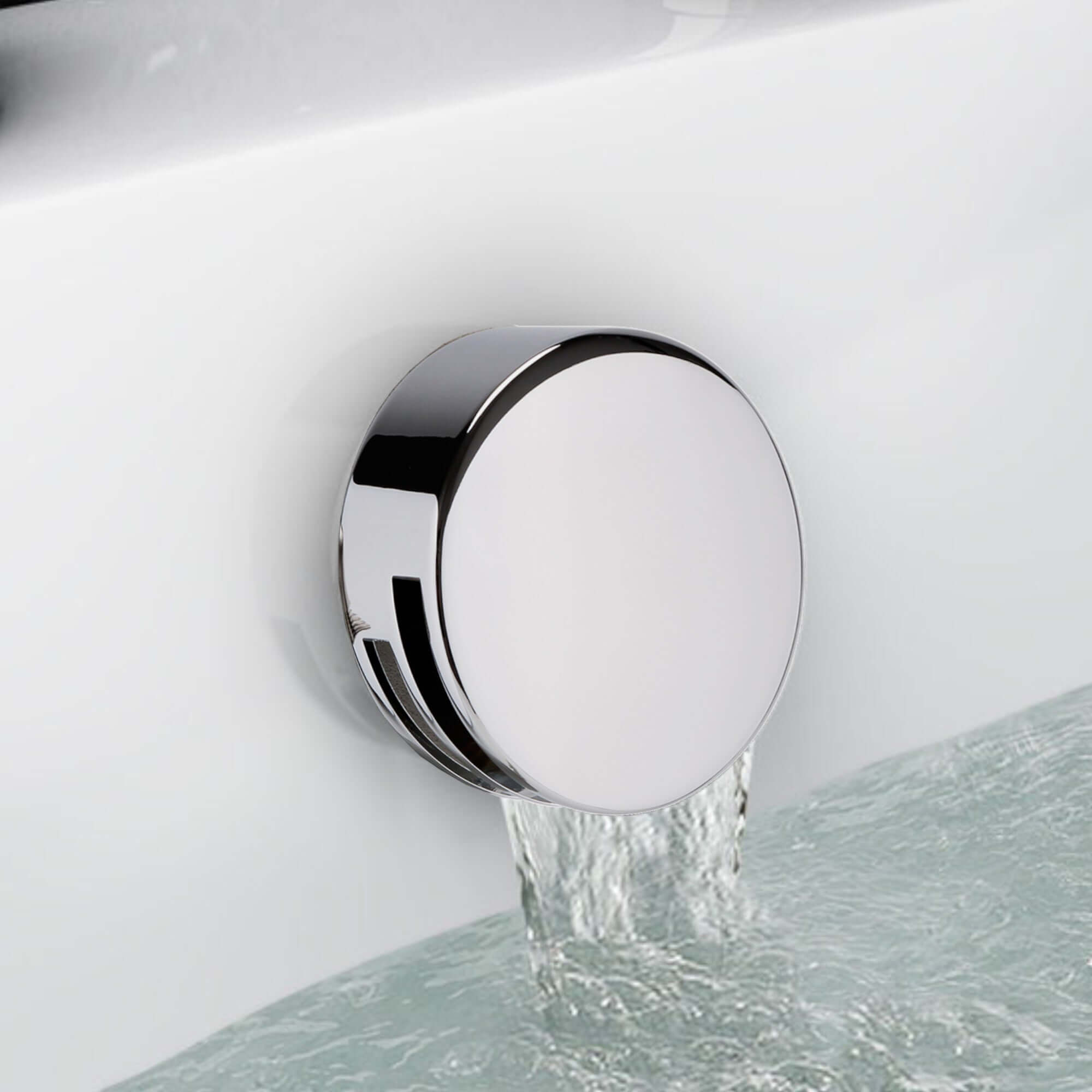 Round overflow bath filler with 3/4" deck bath side valves (pair) - chrome