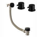 Round overflow bath filler with 3/4" deck bath side valves (pair) - matt black
