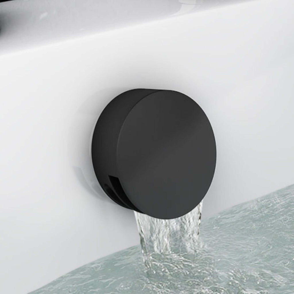 Round overflow bath filler with 3/4" deck bath side valves (pair) - matt black