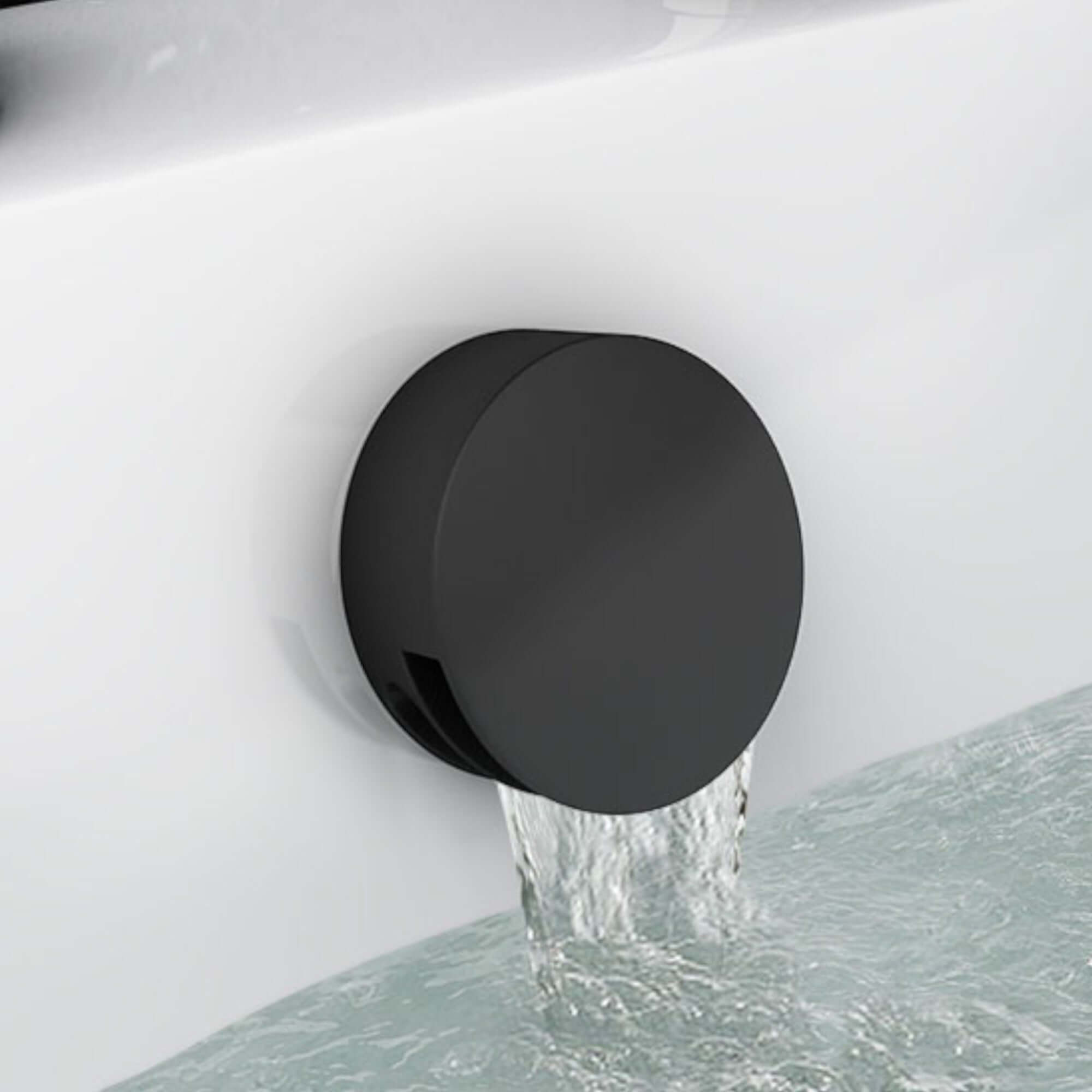 Round overflow bath filler with 3/4" deck bath side valves (pair) - matt black