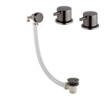 Round overflow bath filler with 3/4" deck bath side valves (pair) - gunmetal grey