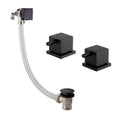 Square overflow bath filler with 3/4" deck bath side valves (pair) - matt black