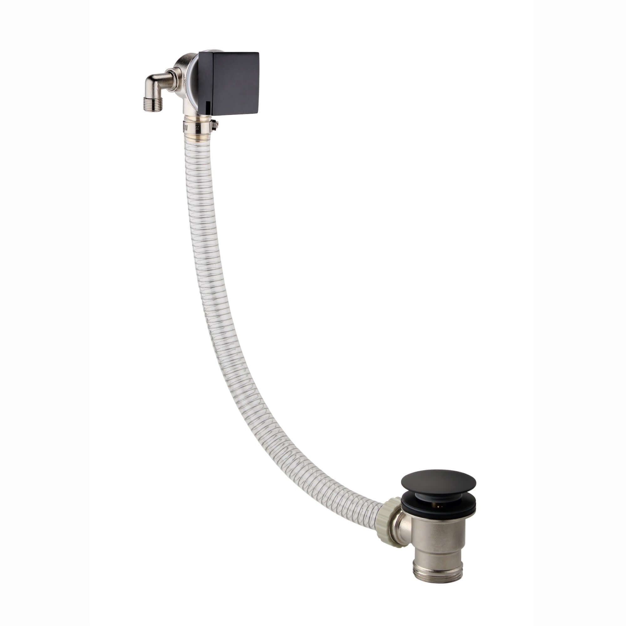 Square overflow bath filler with 3/4" deck bath side valves (pair) - matt black