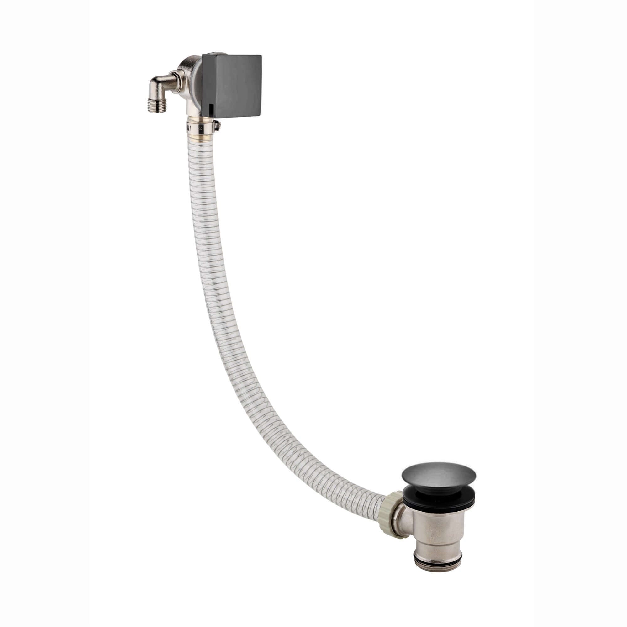 Square overflow bath filler with 3/4" deck bath side valves (pair) - gunmetal grey