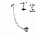 Traditional overflow bath filler with 3/4" deck bath side valves (pair) - chrome