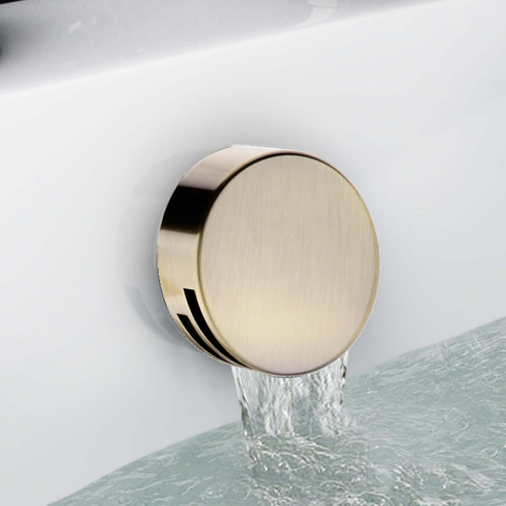Traditional overflow bath filler with 3/4" deck bath side valves (pair) - antique brass