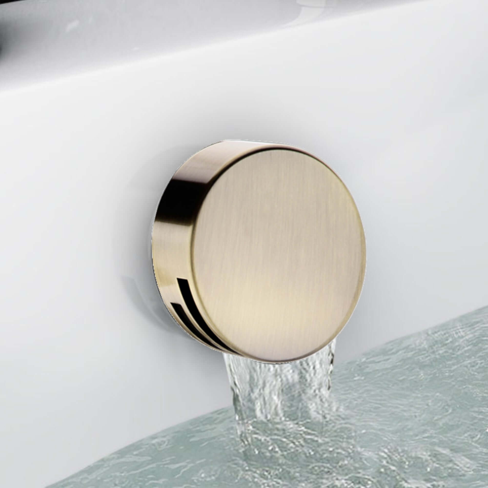 Traditional overflow bath filler with 3/4" deck bath side valves (pair) - antique brass
