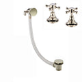 Traditional overflow bath filler with 3/4" deck bath side valves (pair) - gold