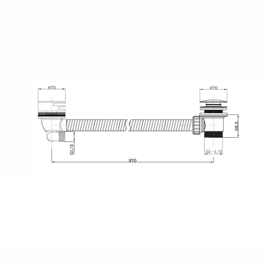 Traditional overflow bath filler with 3/4" deck bath side valves (pair) - gold