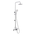 Harbour thermostatic bar bath shower mixer valve with dual rigid riser kit, 200mm round overhead rain shower and handheld - chrome