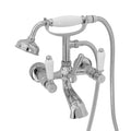Downton wall mounted bath shower mixer tap with white ceramic levers - chrome