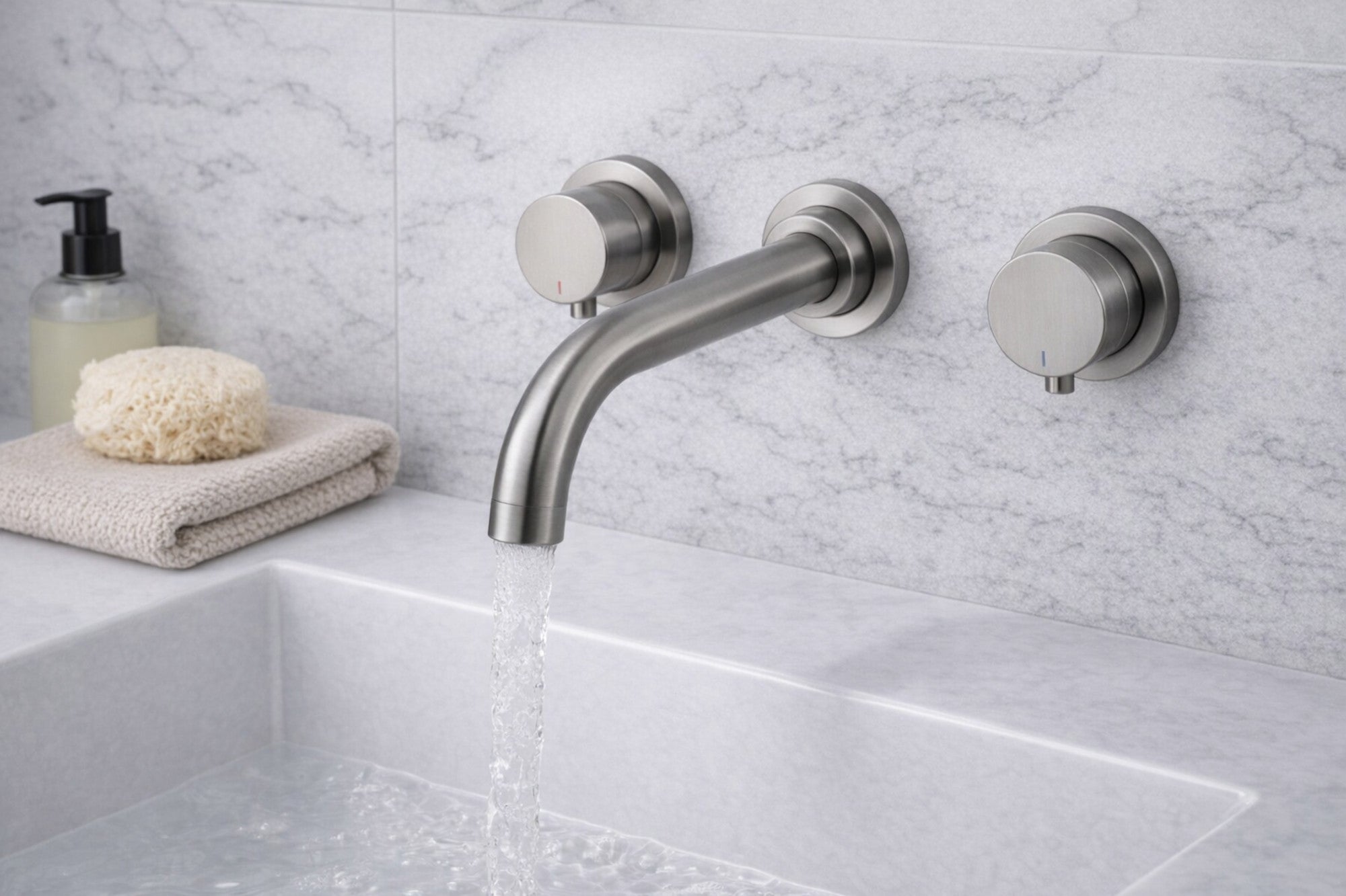 Zara contemporary wall mounted basin mixer tap (3TH) - gunmetal grey