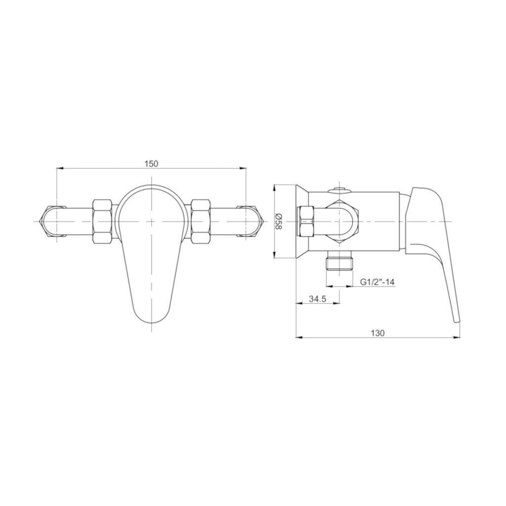Bromley exposed shower mixer valve tap - chrome