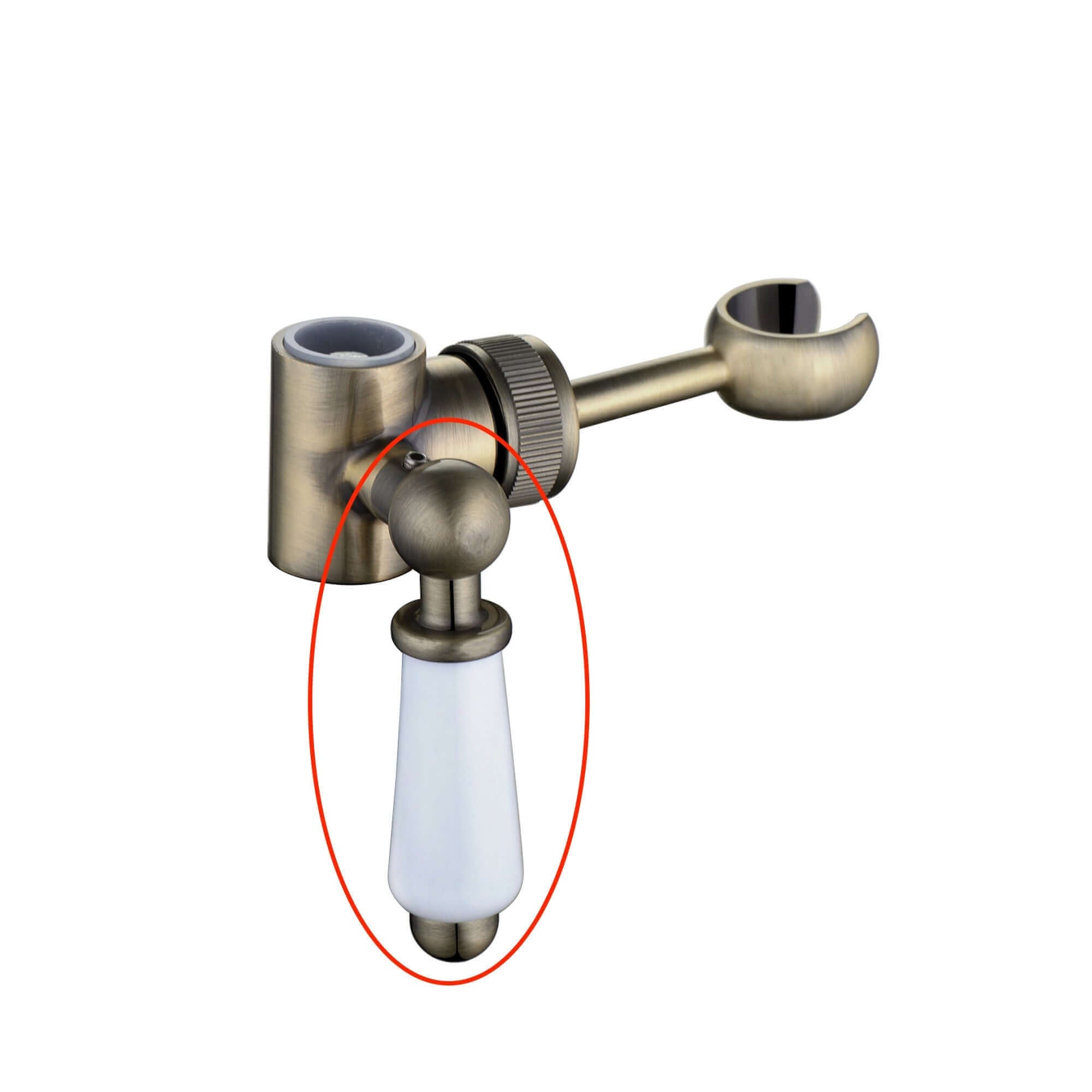 Replacement white ceramic lever with housing and grubscrew for B08 - antique brass
