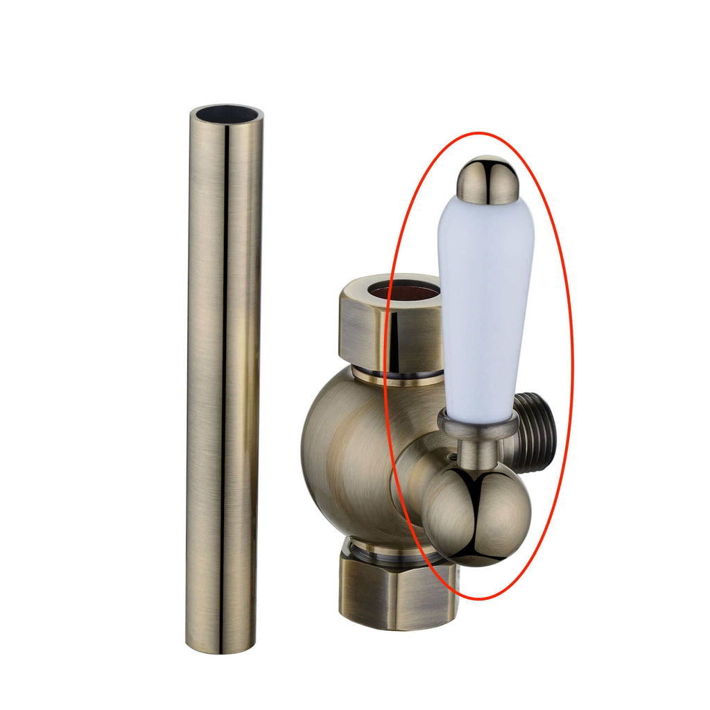 Replacement white ceramic lever with housing and grub screw for D05 - antique brass