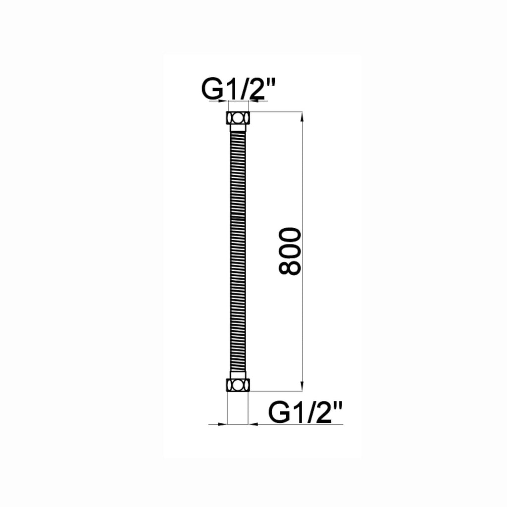 Shower hose nut to nut 800mm stainless steel for G16 - chrome