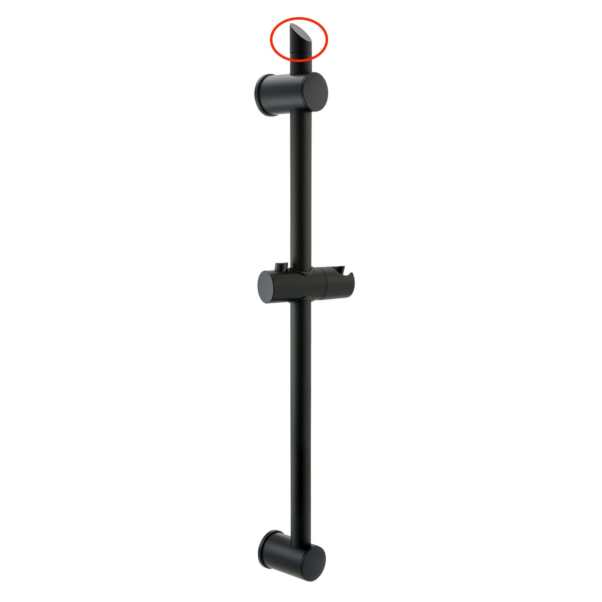 Slanted top shower riser rail end S30 - black