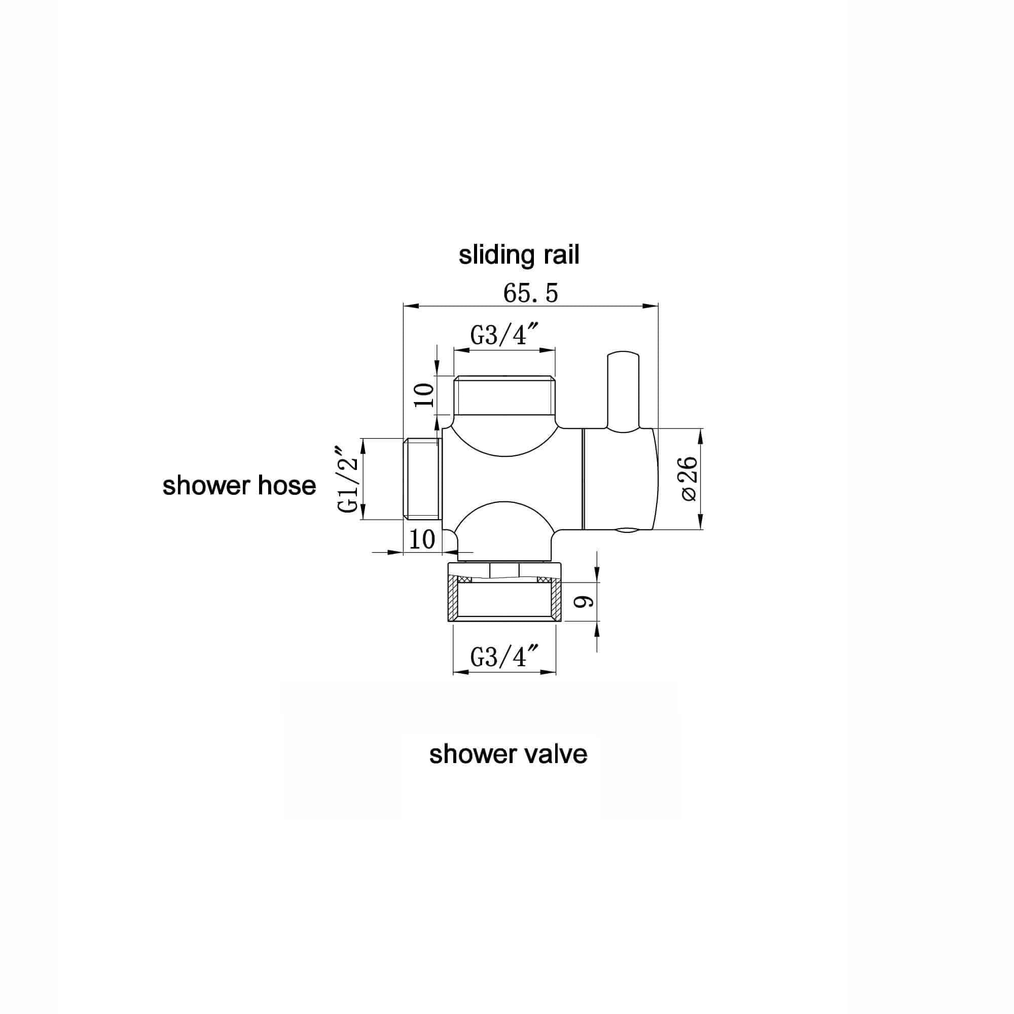 Round shower diverter valve 3/4" - black