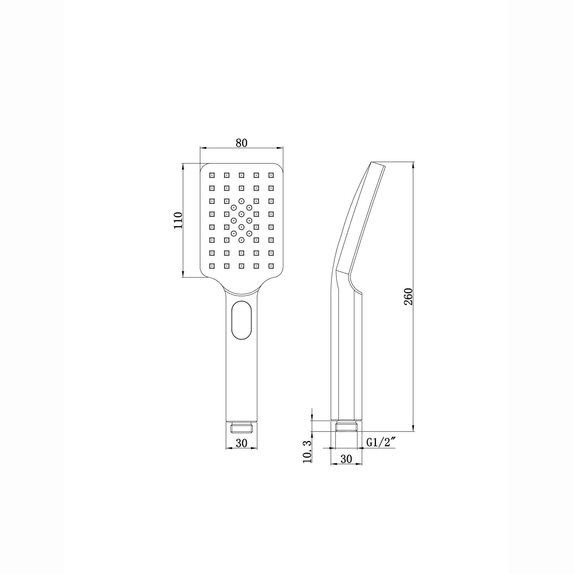 Modern square multi function hand shower 3 setting - chrome
