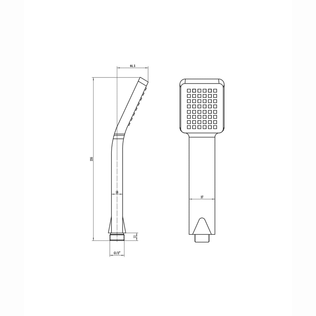 Square paddle hand shower - chrome effect