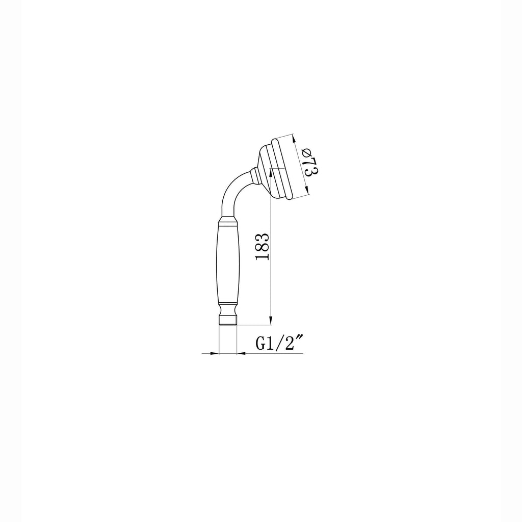 Traditional hand shower ceramic brass - chrome