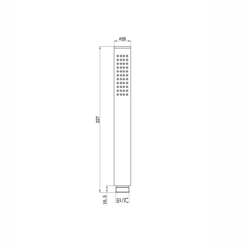 Round pencil hand shower with rubber jets - chrome