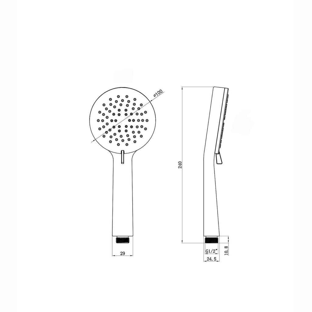 Modern round multi function hand shower 3 setting - chrome