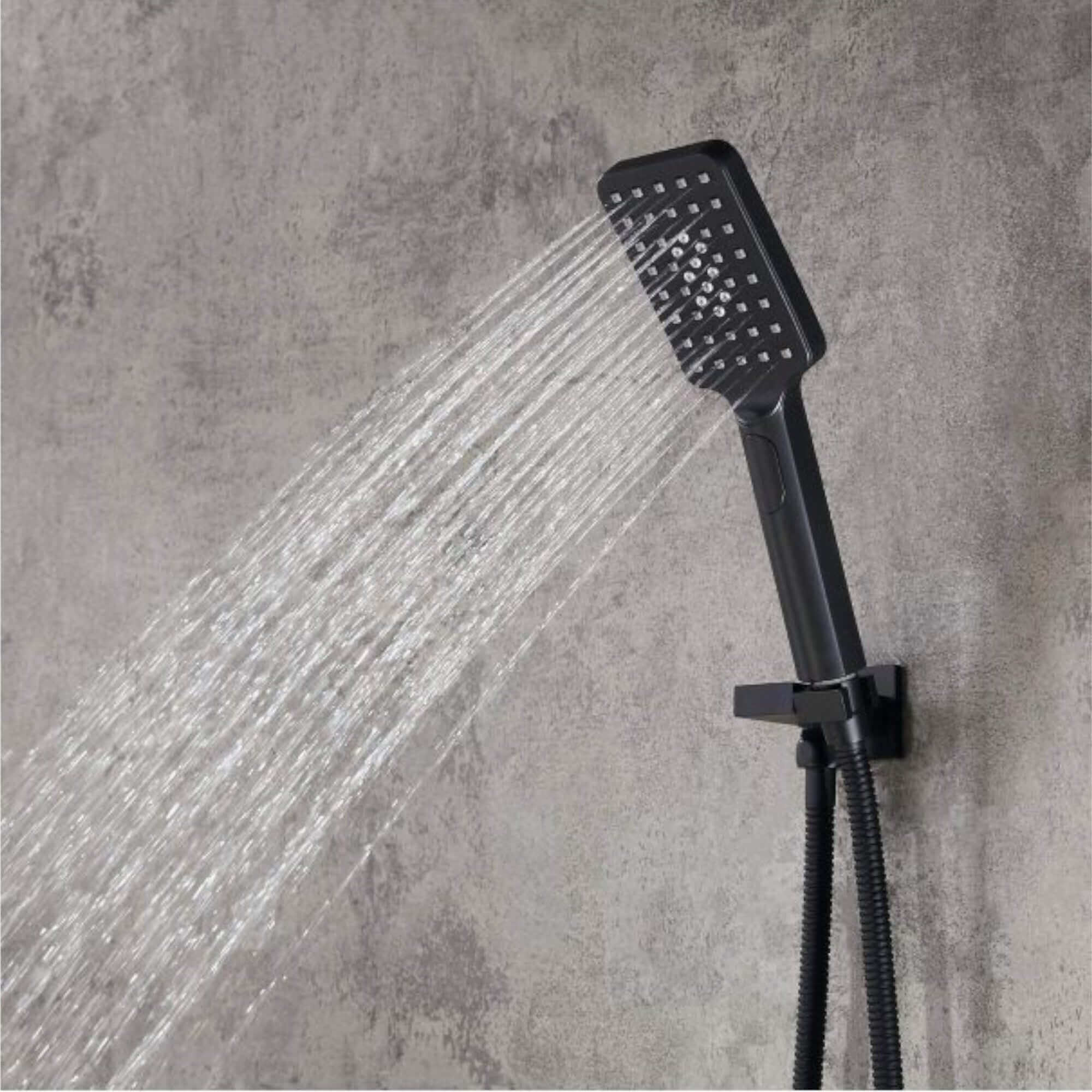 Modern square multi function hand shower 3 setting - black