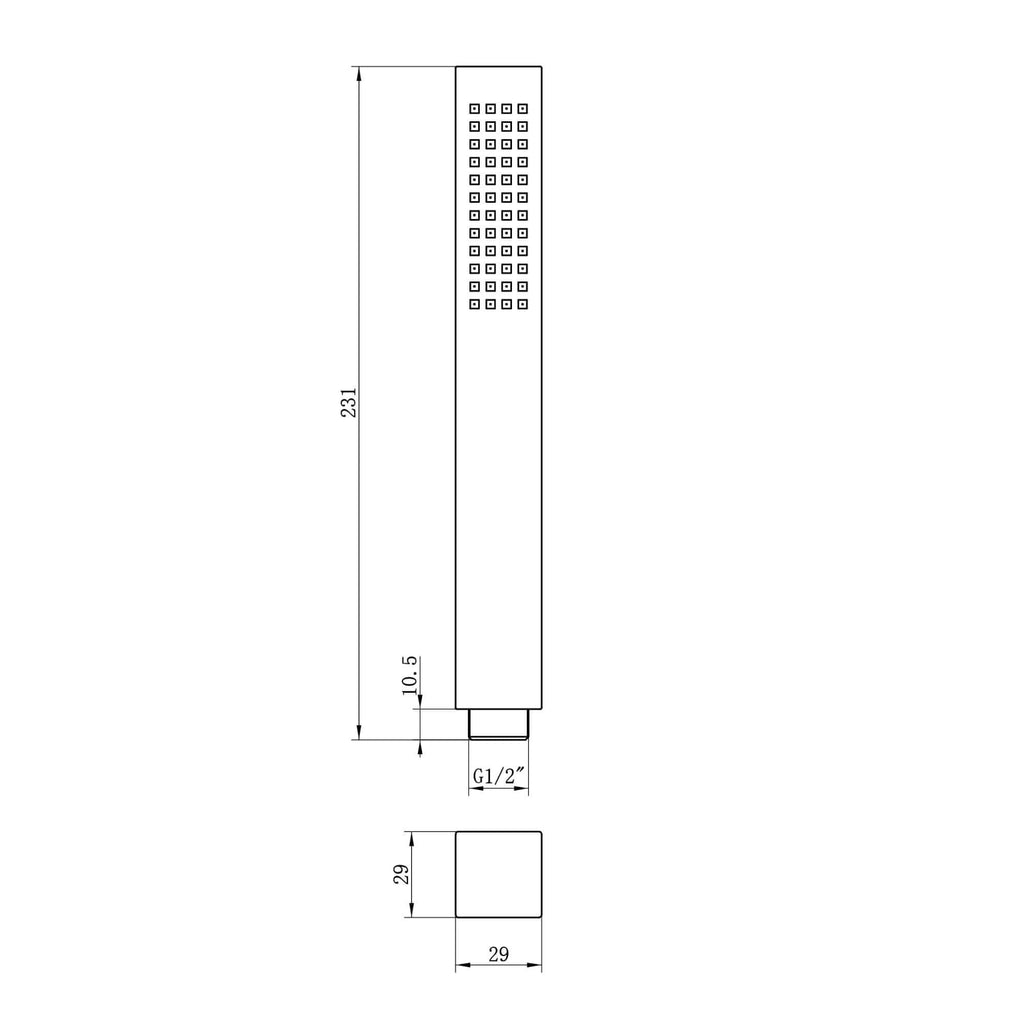 Square pencil design hand shower modern - chrome