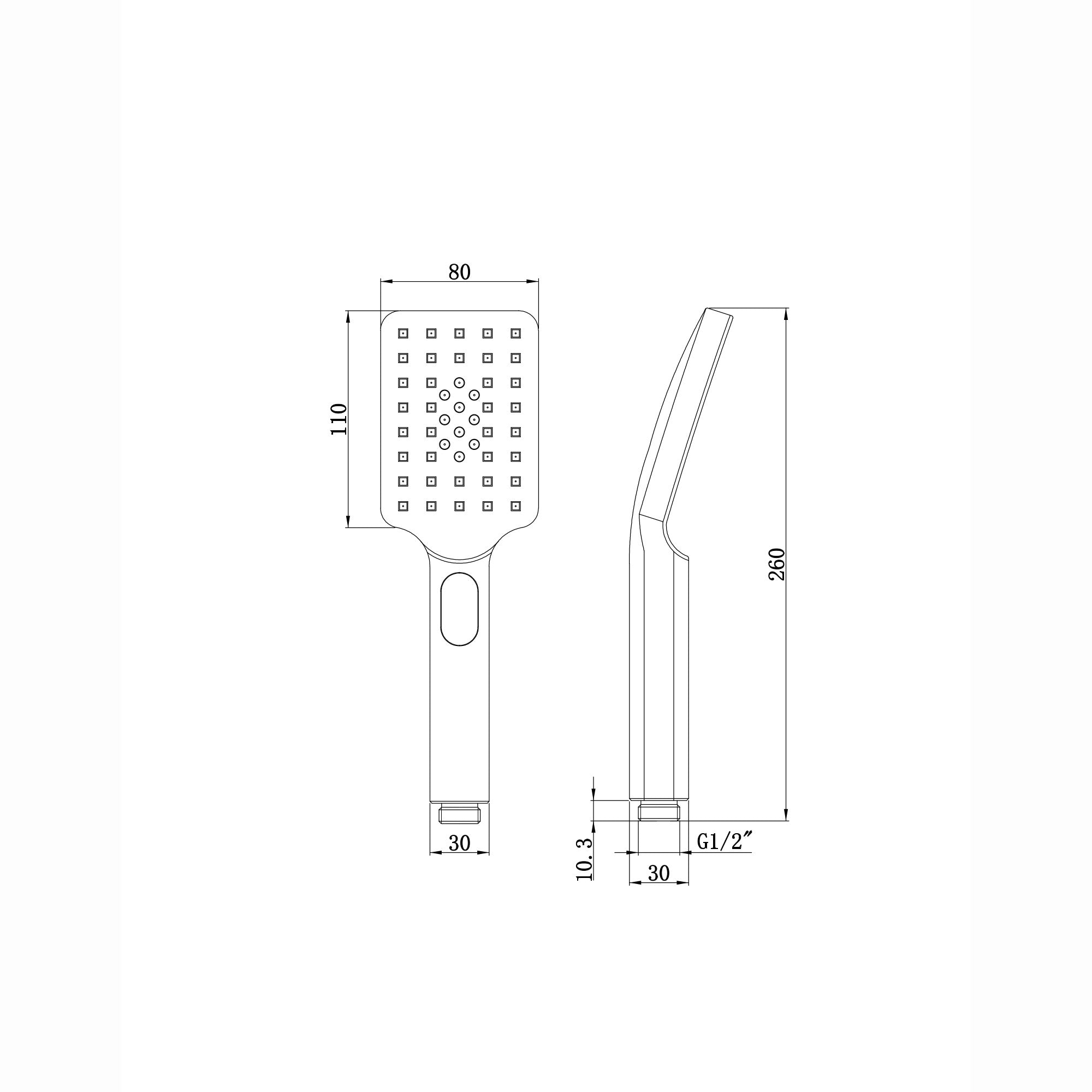 Modern square multi function hand shower 3 setting - gunmetal grey
