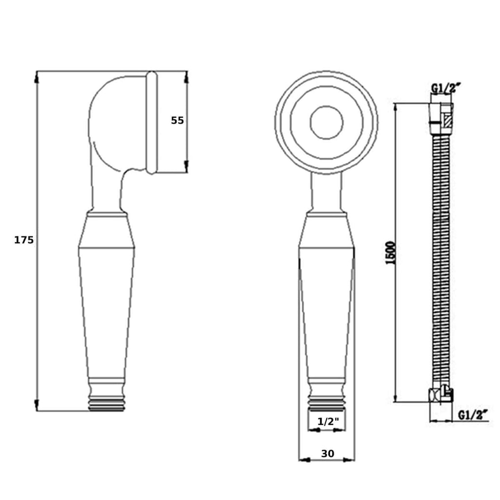 Traditional Handheld Shower Head and Hose Kit Brass - Chrome