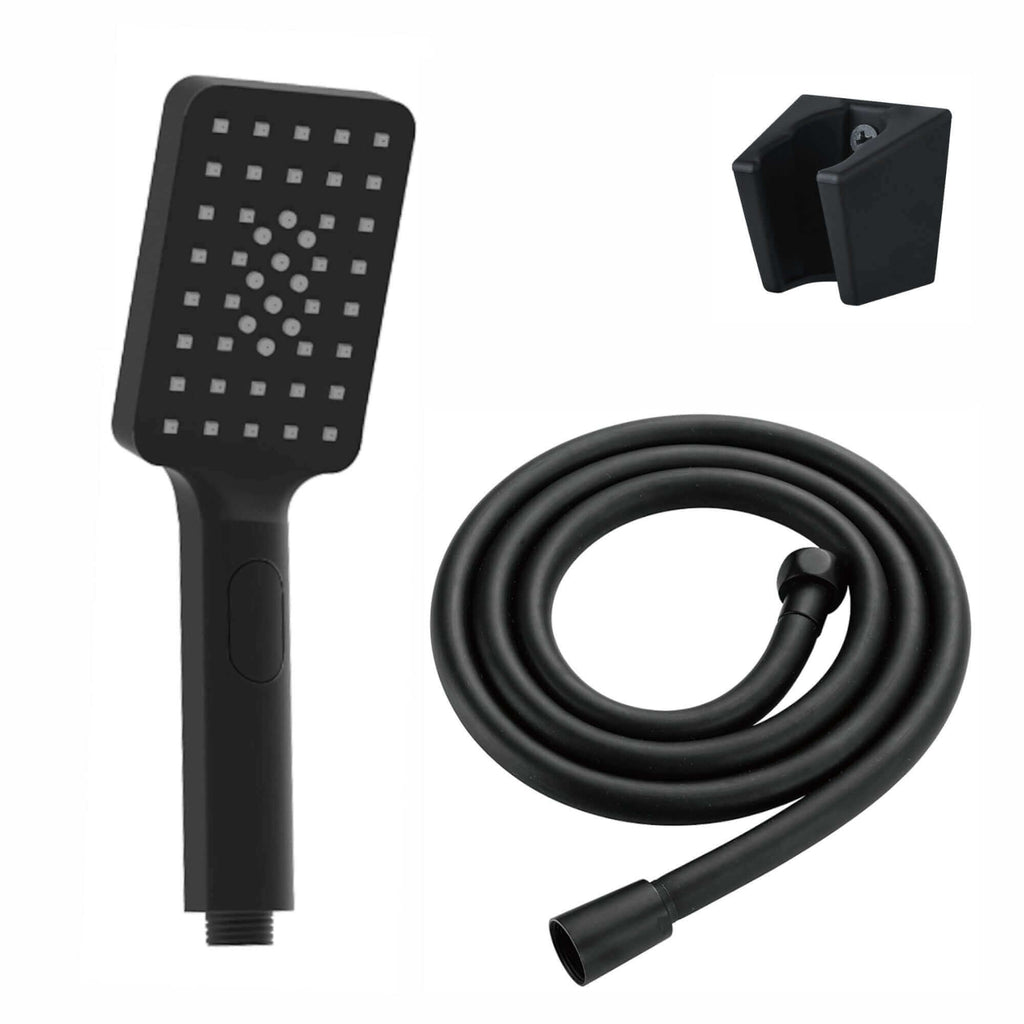 Contemporary Square 3 Function Hand Shower Kit Incl. Hose And Wall Bracket - Black