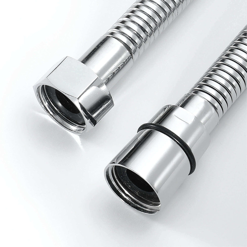 Traditional Handheld Shower Head and Hose Kit Brass with White Ceramic Details - Chrome