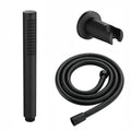 Premium Round Pencil Hand Shower With Silicone Jets Kit Incl. Hose And Luxury Brass Wall Bracket - Matt Black