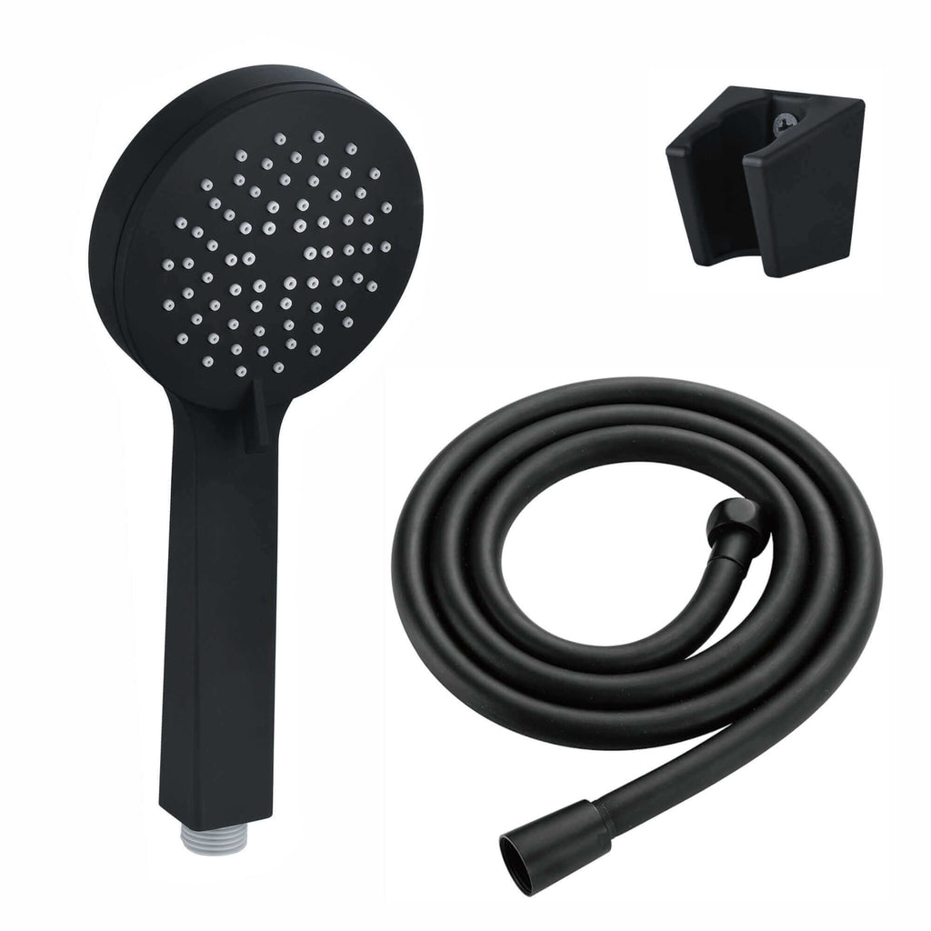 Contemporary 3 Function Hand Shower Kit Incl. Hose And Wall Bracket - Black